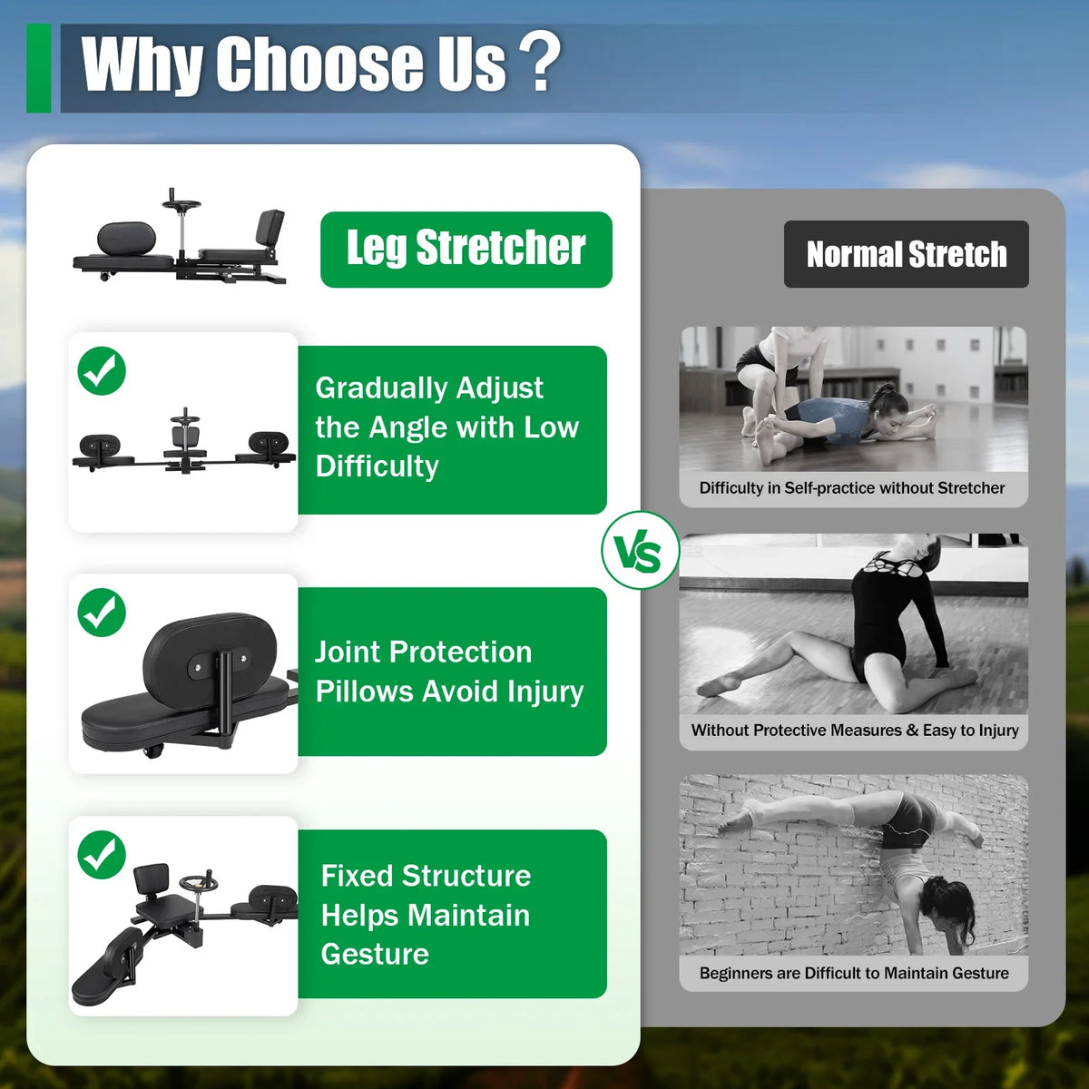Heavy Duty Leg Stretcher for Flexibility and Stretching