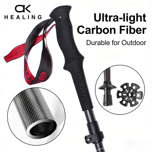OKHEALING Ultralight Carbon Fiber Folding Trekking Poles