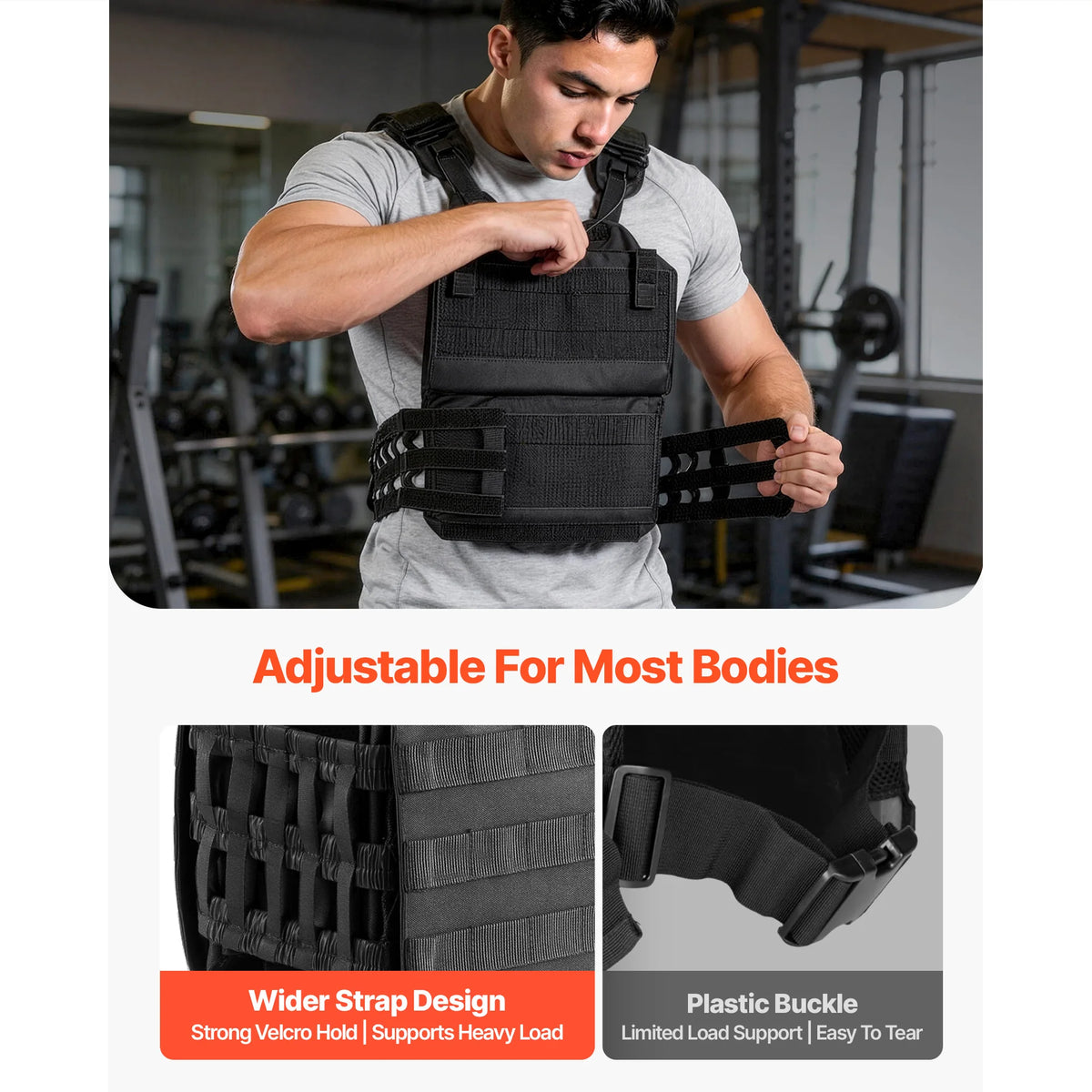 SucceBuy Weighted Vest With Shoulder Pads And Reflective Stripes