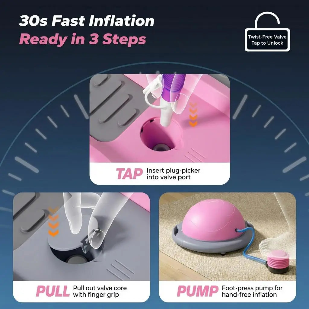 Inflatable Half Balance Ball Trainer for Fitness and Core Workouts
