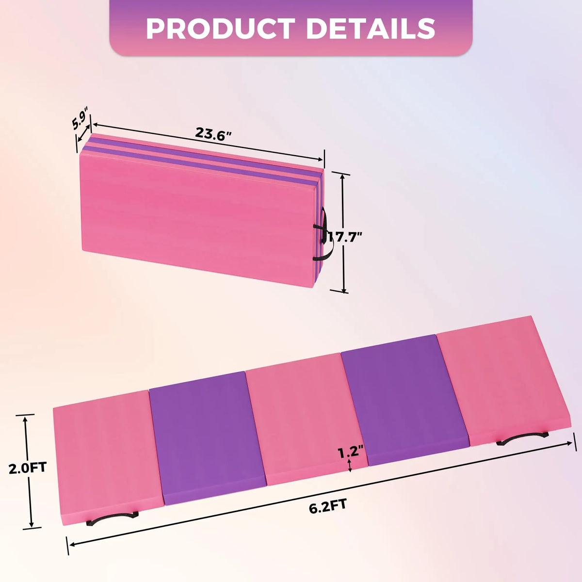 HiMISS Foldable Gymnastics Tumbling Exercise Mat