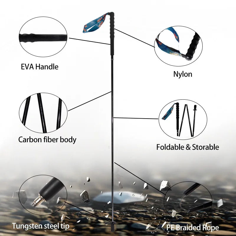 OKHEALING Carbon Fiber Folding Trekking Poles