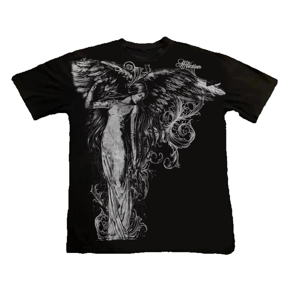 Y2K Gothic Cotton Oversized Round Neck Tee Shirt