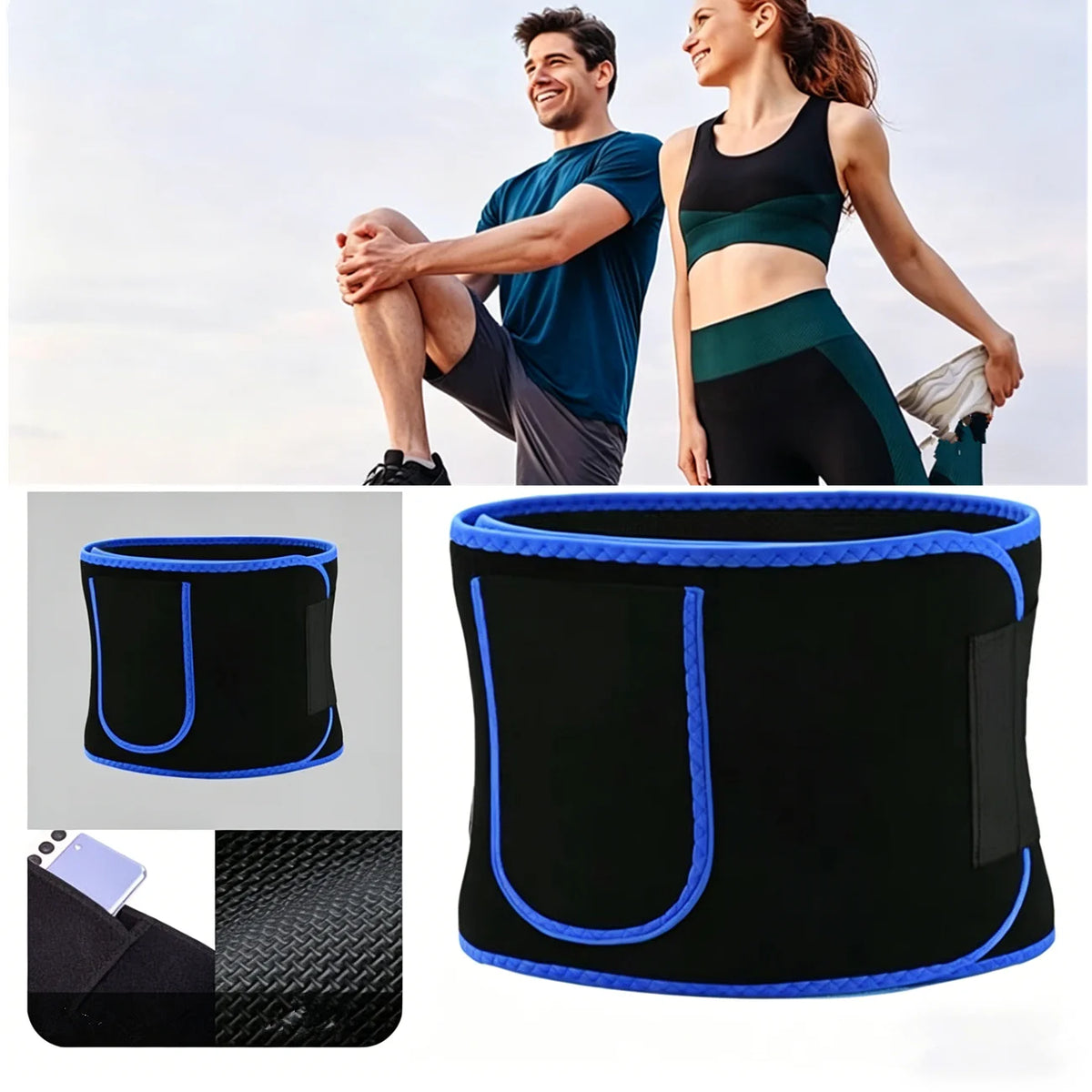 Workout Waist Trimmer Belt With Phone Pocket