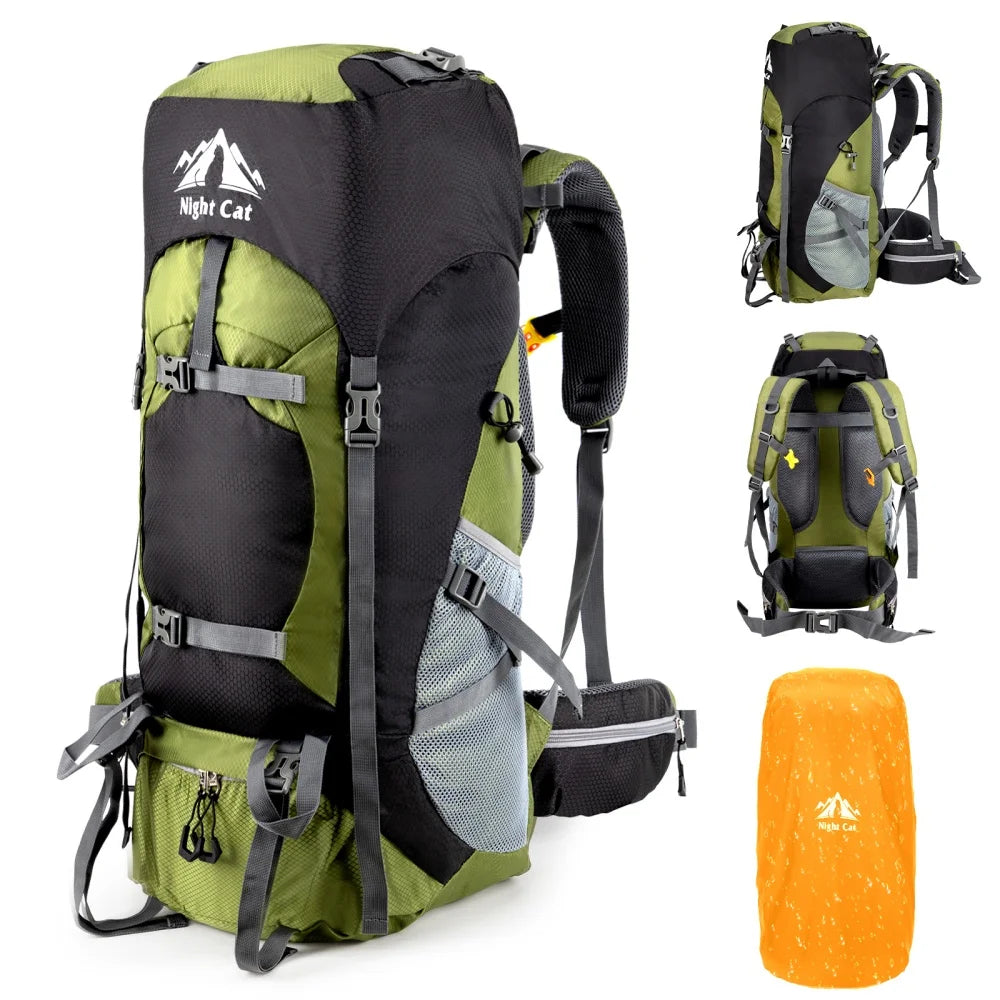 Night Cat Hiking Backpack With Rain Cover Waterproof