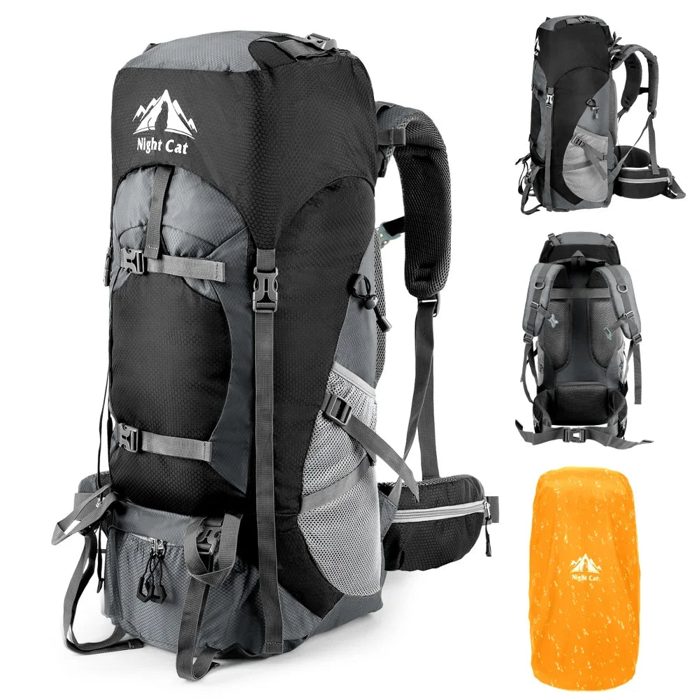 Night Cat Hiking Backpack With Rain Cover Waterproof