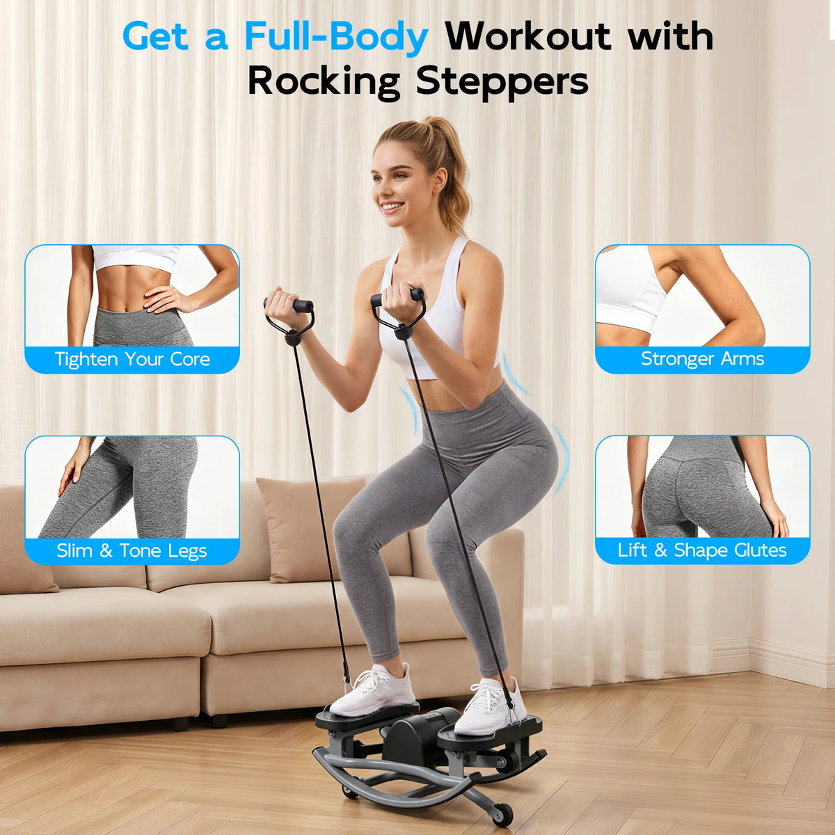 Intelligent Non Slip Twist Stepper Machine With Resistance Bands