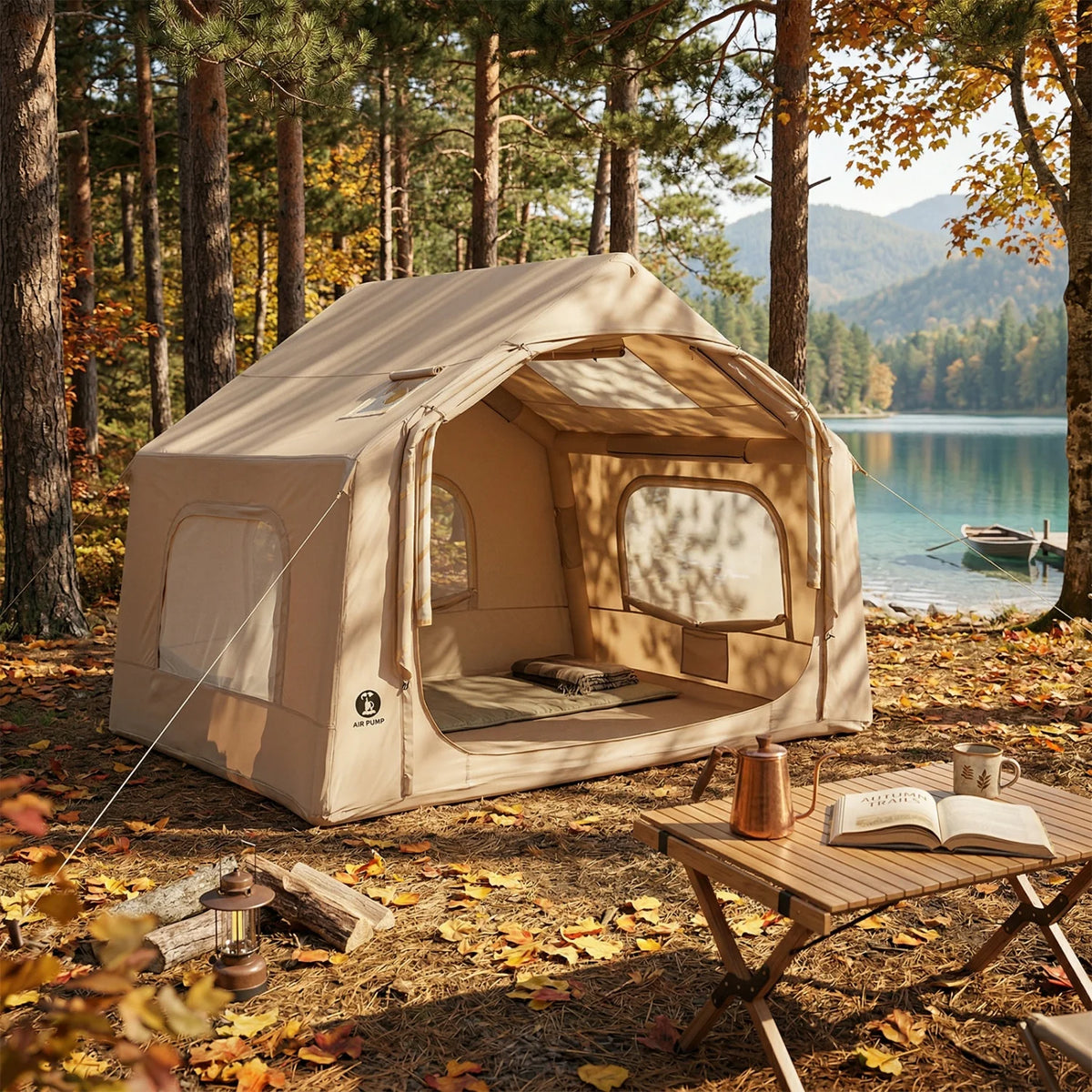 HiMISS Inflatable Camping Tent With Hand Pump, Quick Setup Shelter