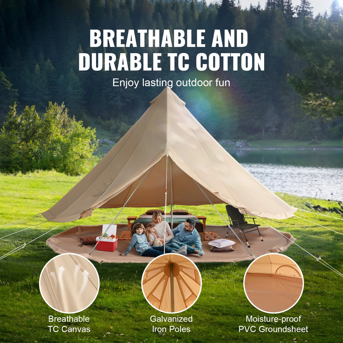 SucceBuy Canvas Bell Tent With Stove Opening For Camping