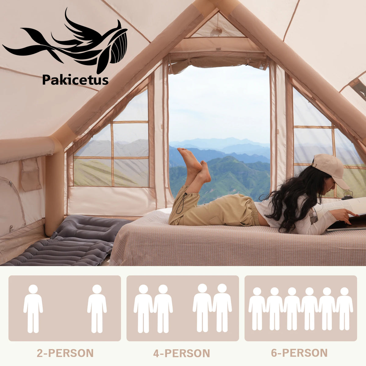 PAKICETUS Inflatable Glamping Tent For Outdoor Camping