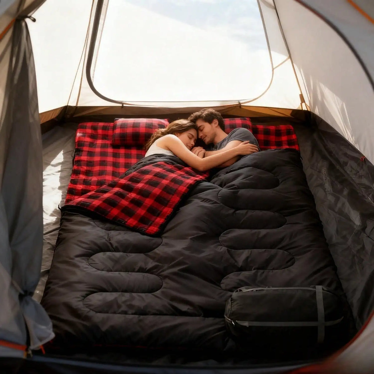 Double Sleeping Bag for Adults With Two Pillows for Camping