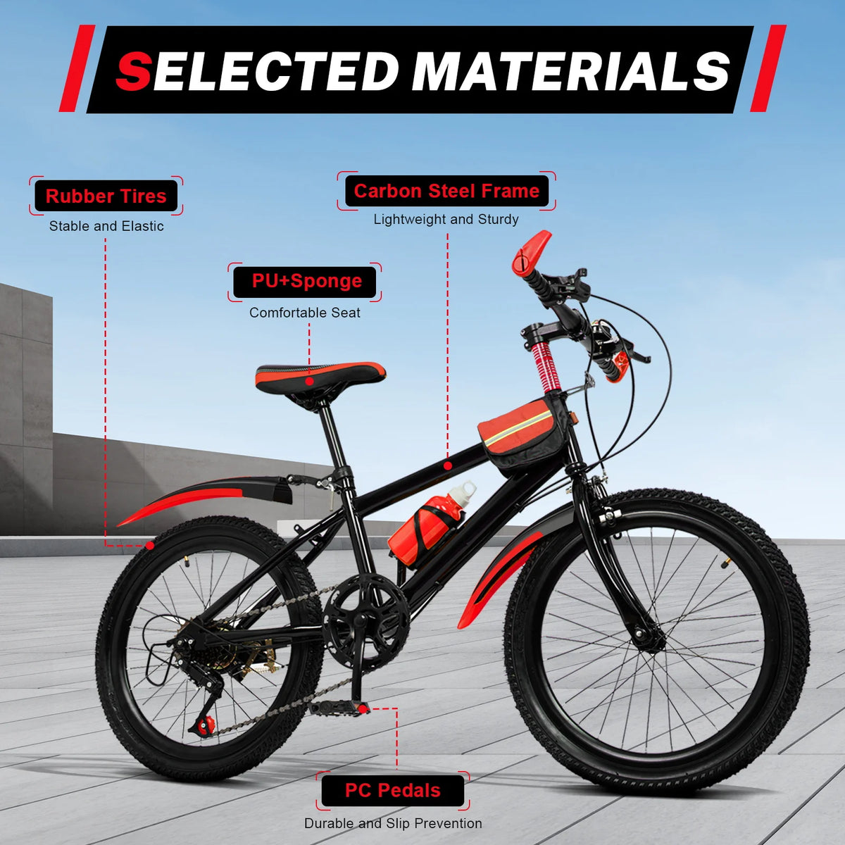 Folding Kids Mountain Bike With 7 Speed Dual Disc Brakes