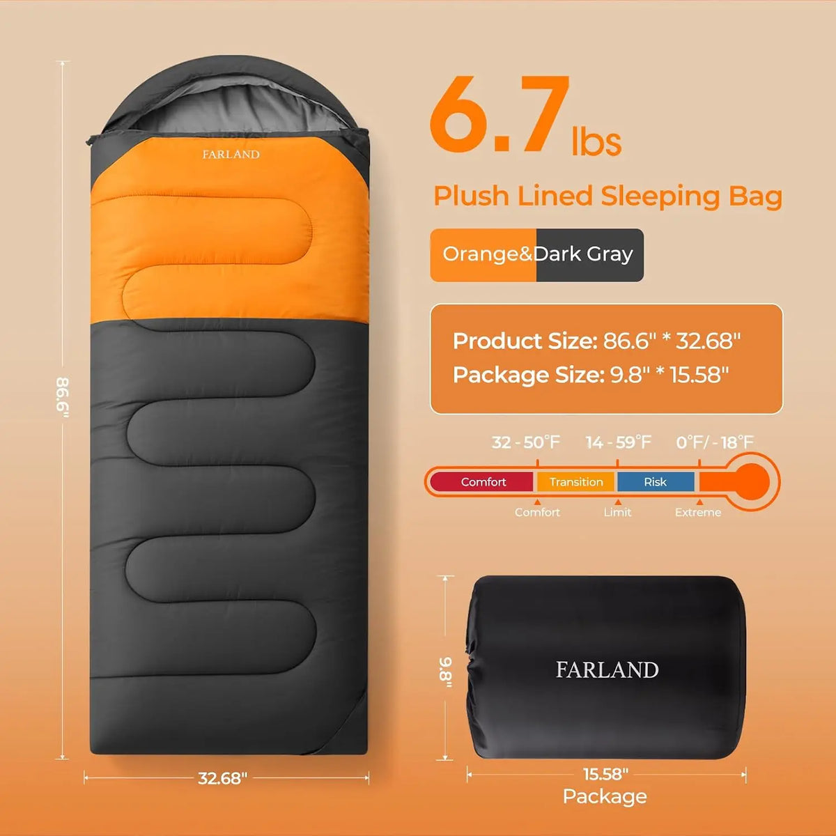 Fleece Lined Cold Weather Sleeping Bag for Adult Camping