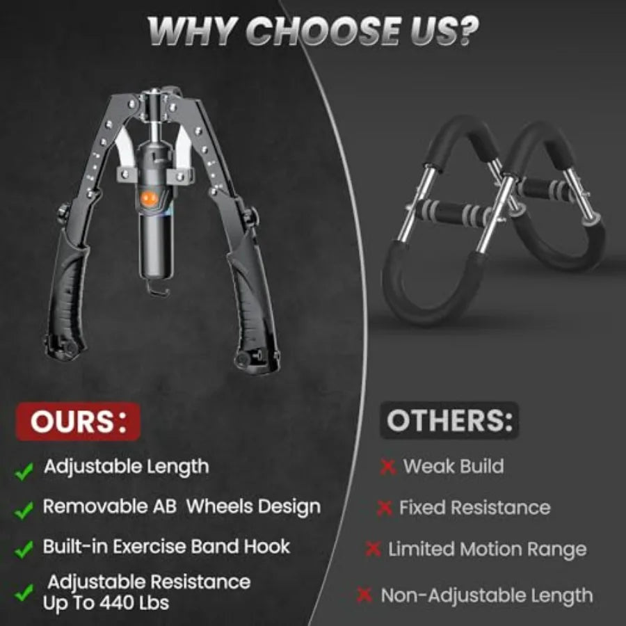 Hydraulic Arm Trainer With Chest Workout And Ab Roller