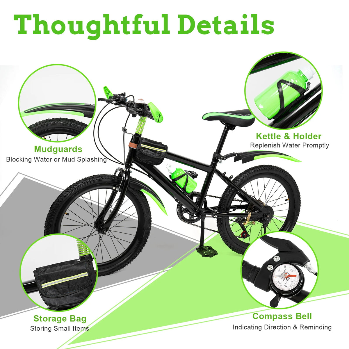 Folding Kids Mountain Bike With 7 Speed Dual Disc Brakes