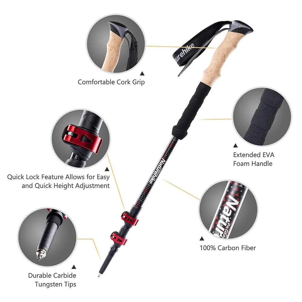 Naturehike Carbon Fiber Adjustable Trekking Poles for Hiking