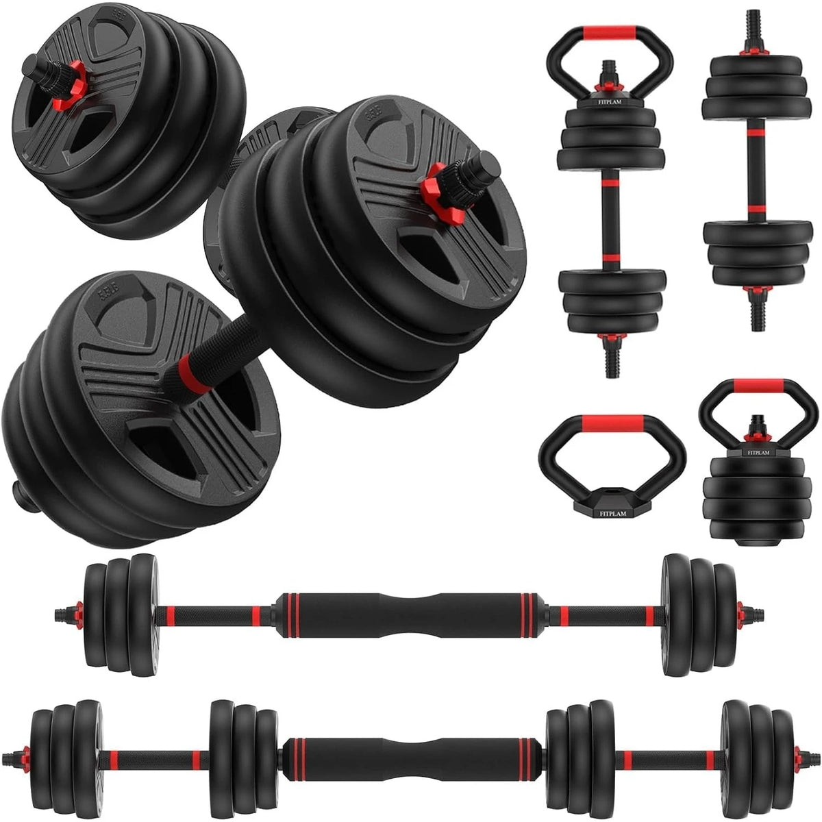 FED Fitness 5 In 1 Adjustable Dumbbell And Barbell Set