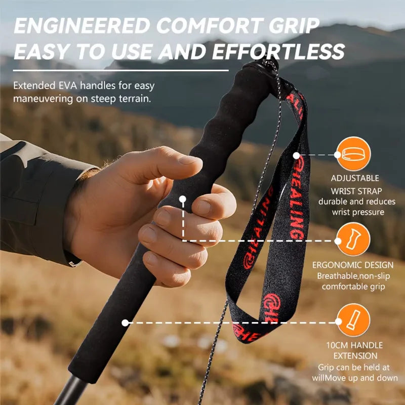 OKHEALING Carbon Fiber Folding Trekking Poles for Hiking