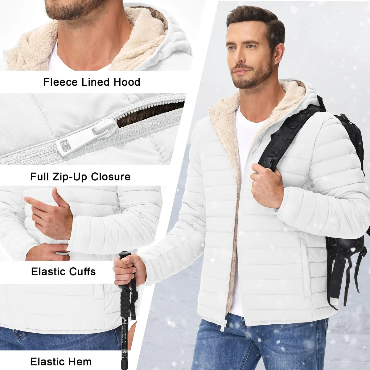 Cavva Men's Sherpa Lined Hooded Puffer Winter Jacket