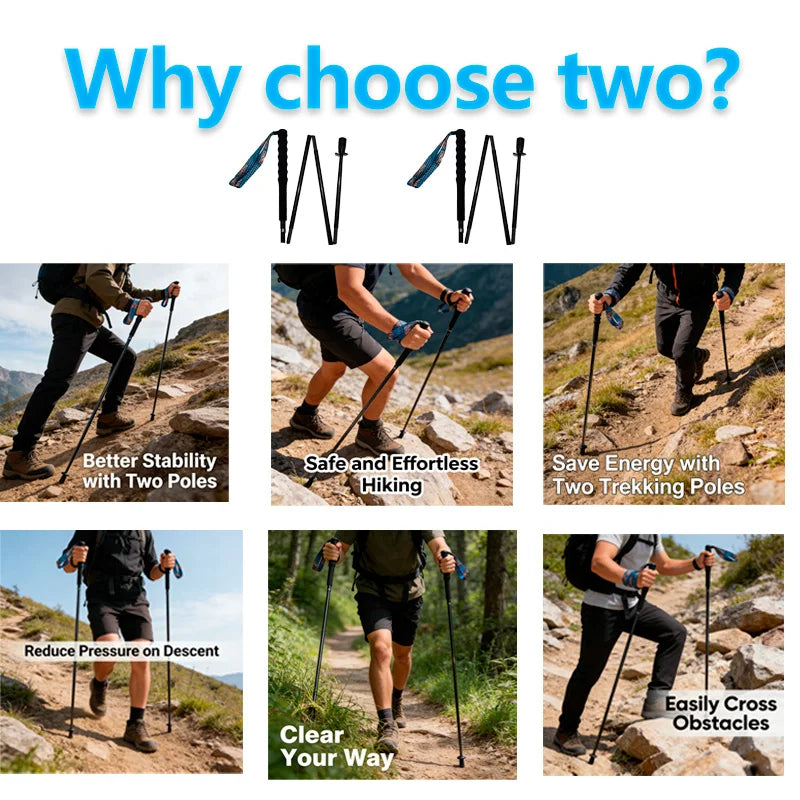 OKHEALING Carbon Fiber Folding Trekking Poles
