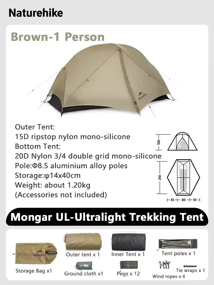 Naturehike Mongar Ultralight Waterproof Backpacking Tent and Shelter