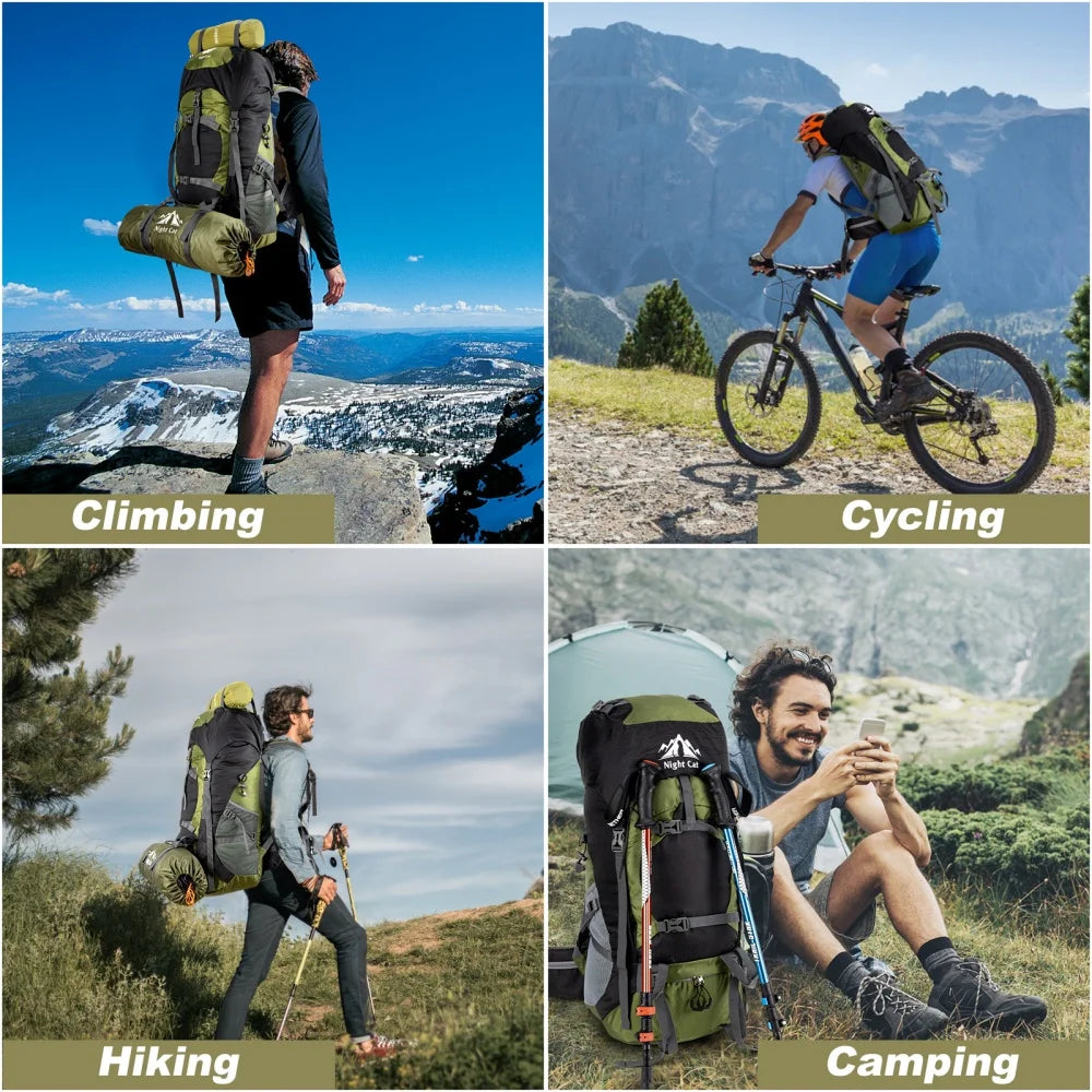 Night Cat Hiking Backpack With Rain Cover Waterproof