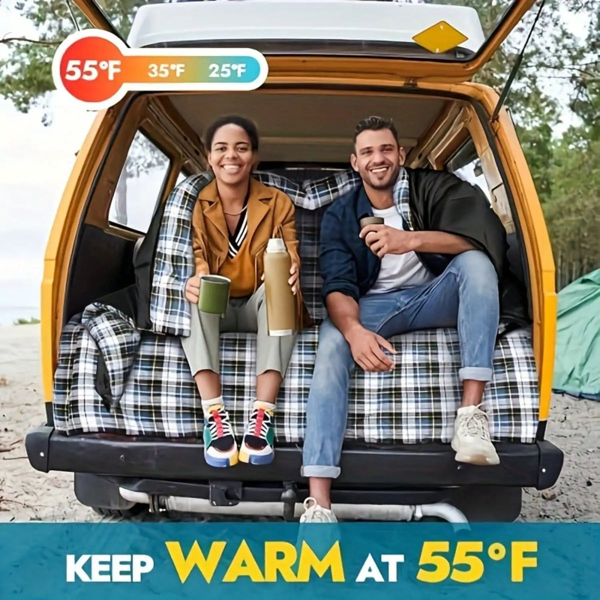 Double Sleeping Bag for Adults With Two Pillows for Camping