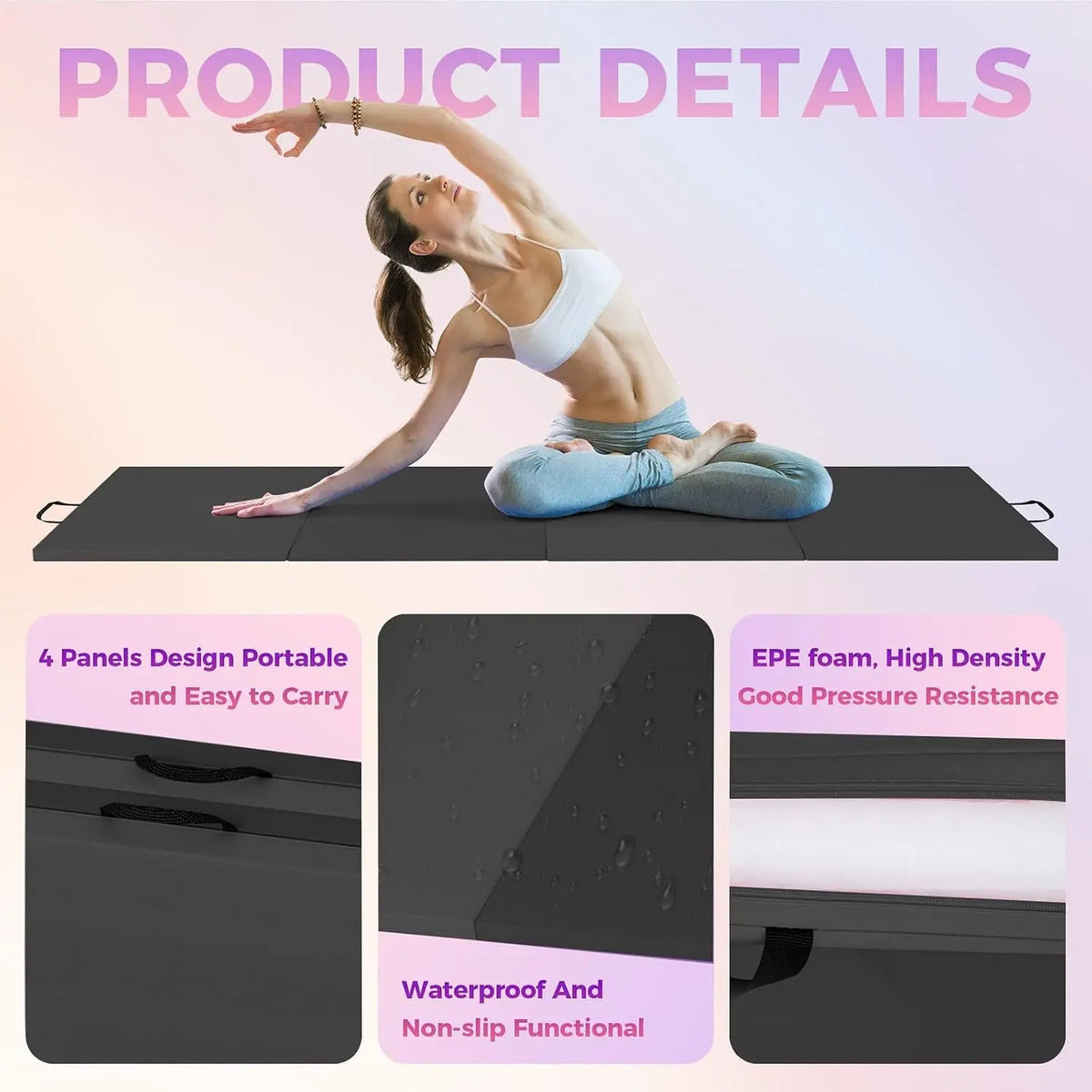 Foldable Cushioned Exercise Mat for Yoga and Home Workouts