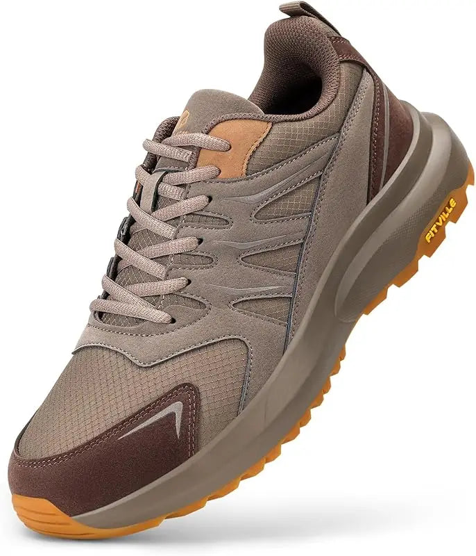 FitVille Men's Wide Toe Box Hiking Walking Shoes With Arch Support