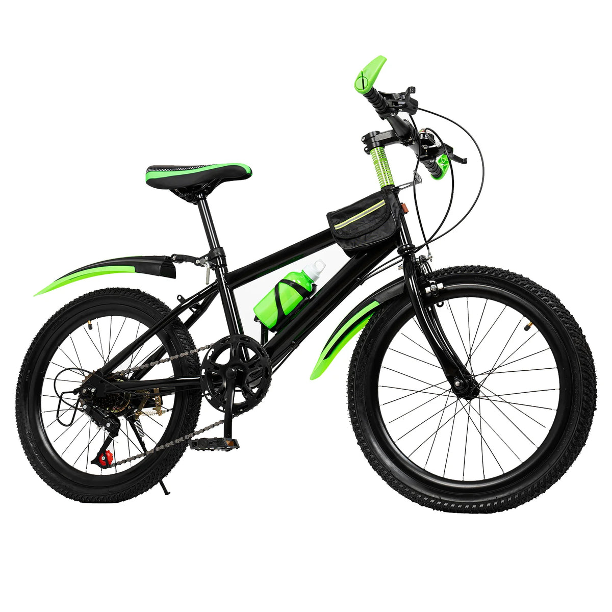 Children's Seven Speed Mountain Bike With Adjustable Seat And Storage Bag