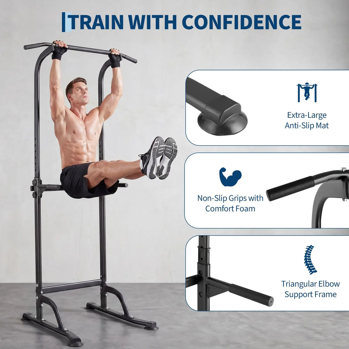 HiMISS Power Tower Dip Station With Pull Up Bar