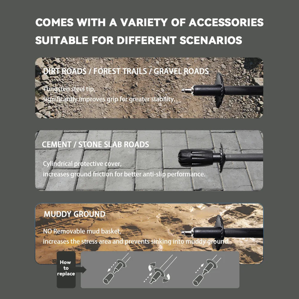 OKHEALING Carbon Fiber Folding Trekking Poles for Hiking