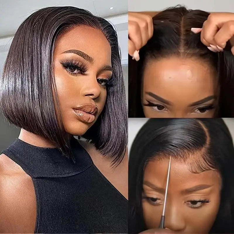 SIXQUEEN Glueless Human Hair Wear And Go Bob Wig