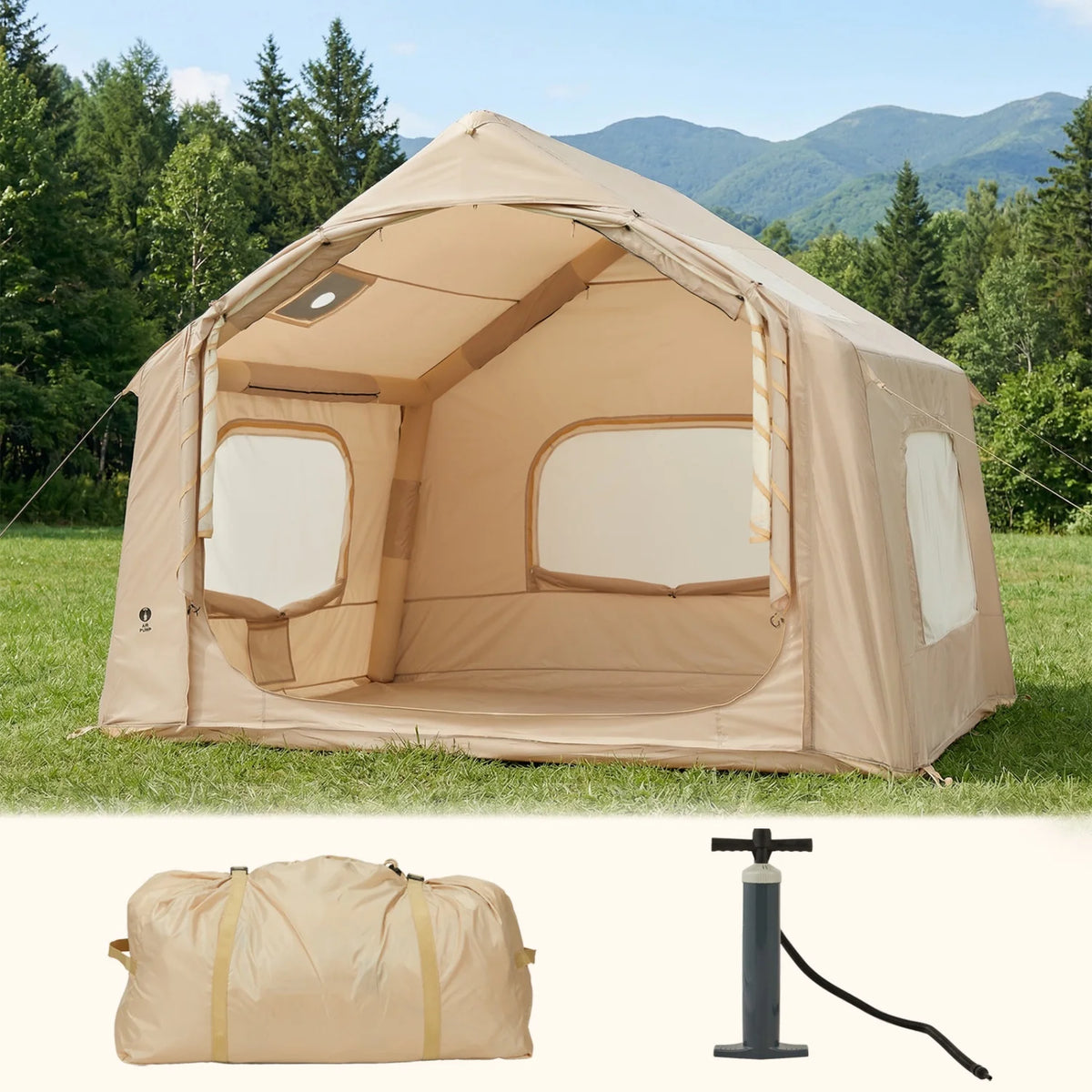 HiMISS Inflatable Camping Tent With Hand Pump, Quick Setup Shelter