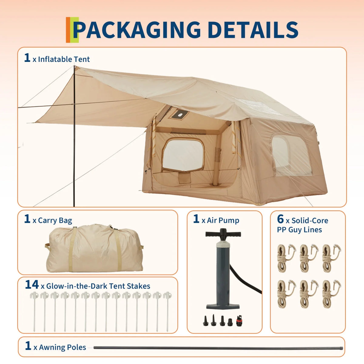 HiMISS Inflatable Camping Tent With Skylight And Canopy
