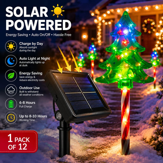 UMEUC Solar Christmas Tree Pathway Lights With 8 Modes