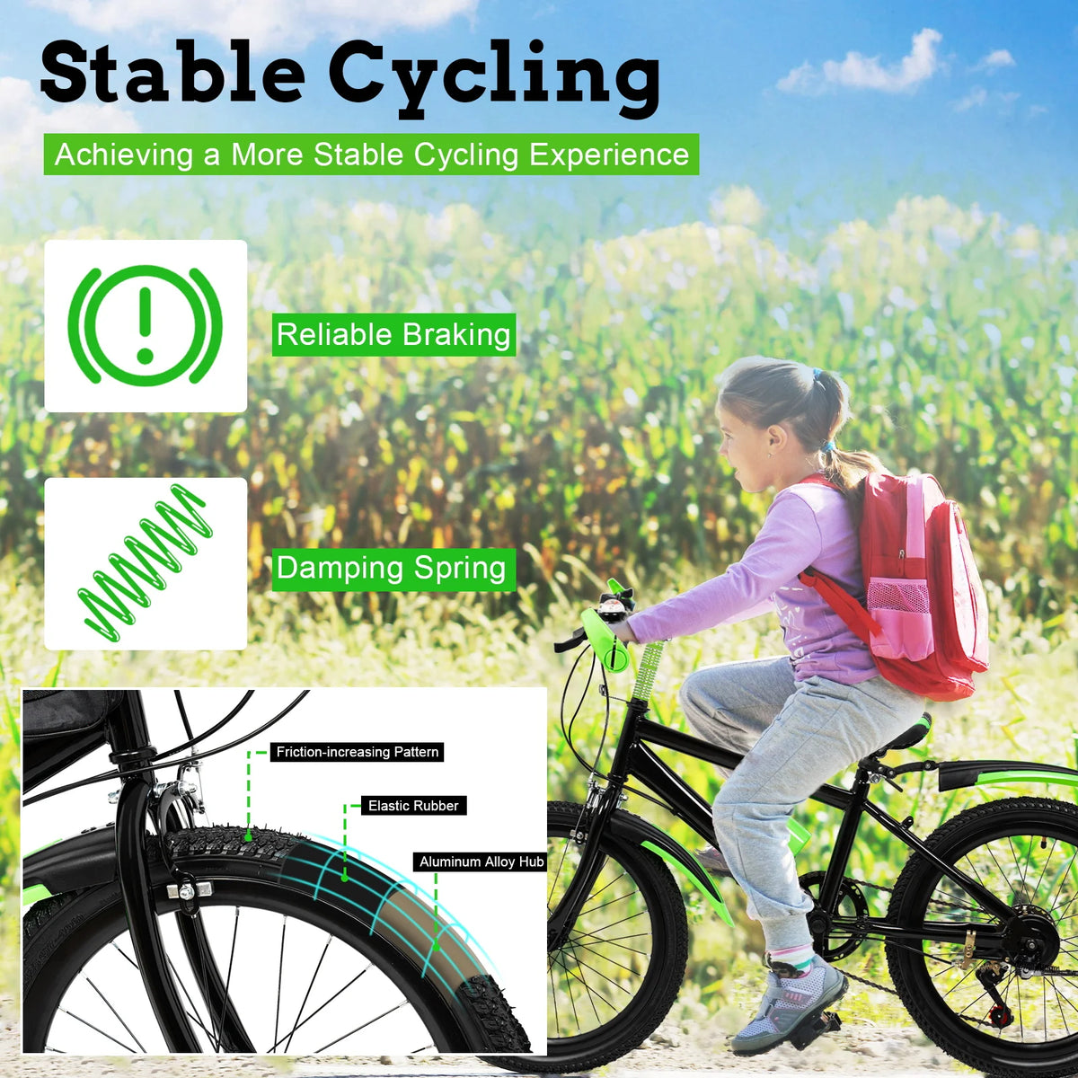 Folding Kids Mountain Bike With 7 Speed Dual Disc Brakes