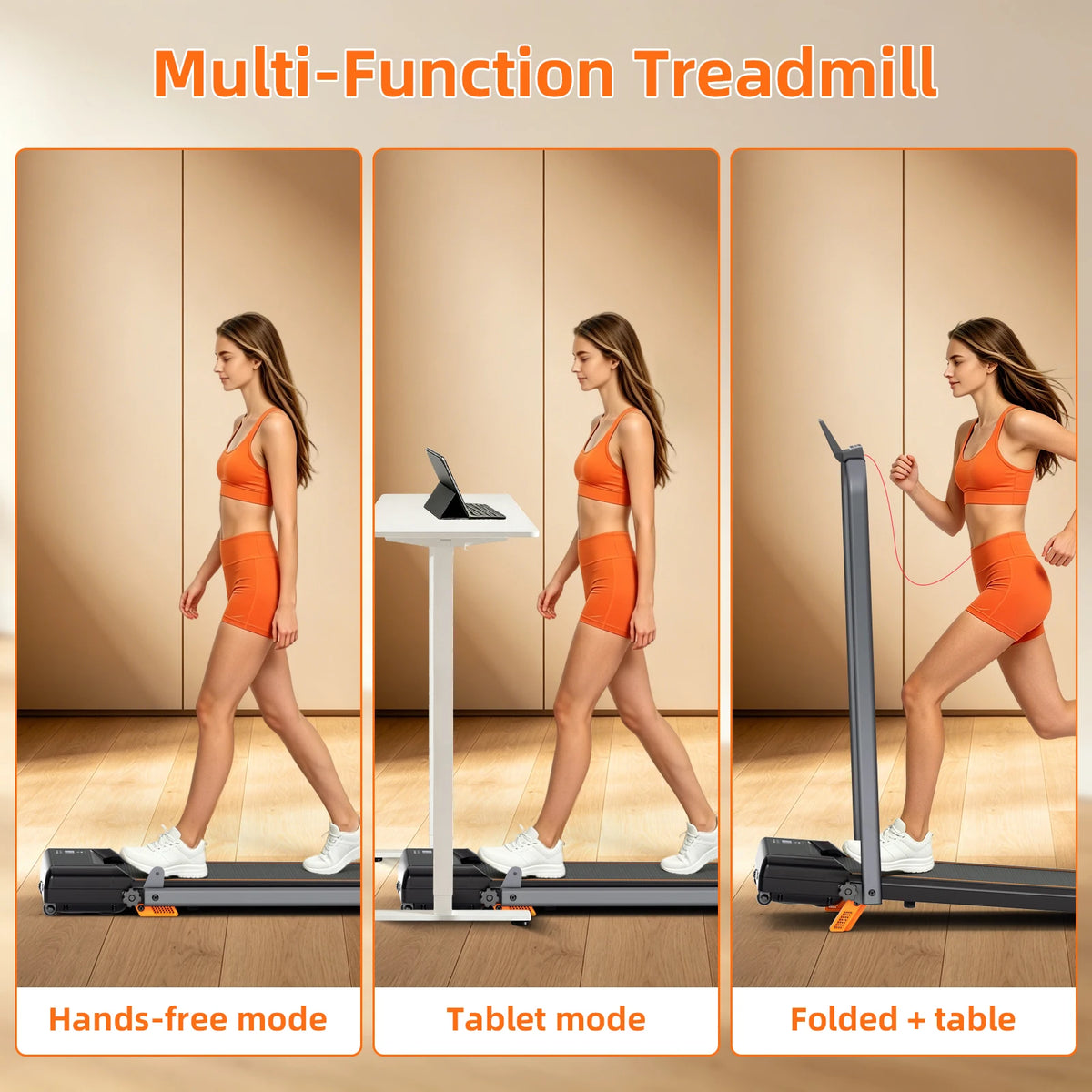 Foldable Home Running Treadmill With Manual Incline And Quiet Operation