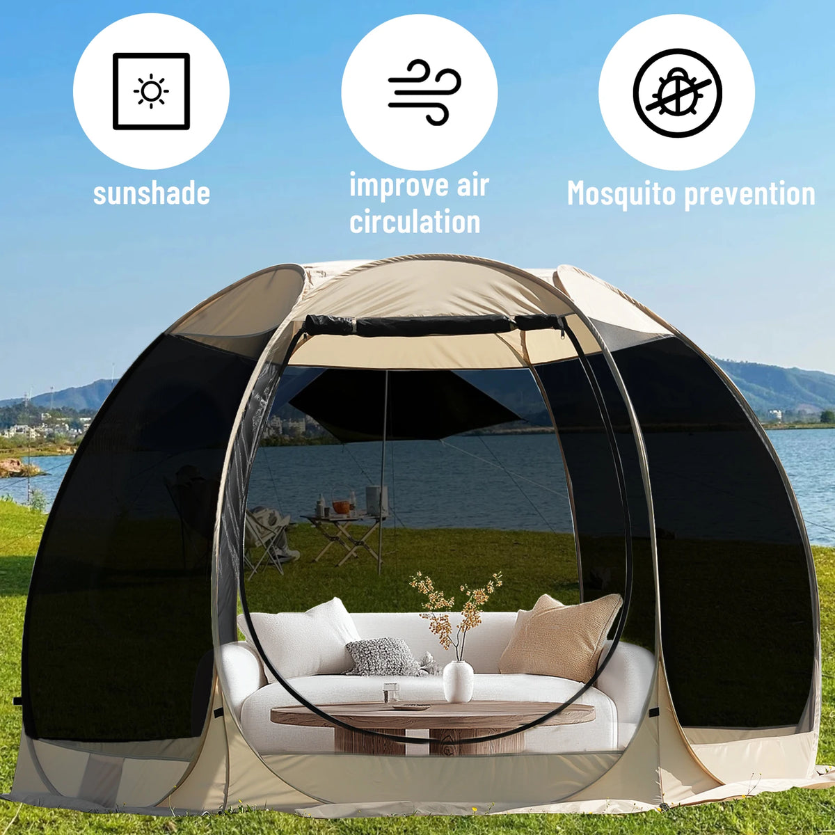 Pakicetus Pop Up Mesh Screen Tent For Camping And Backyard
