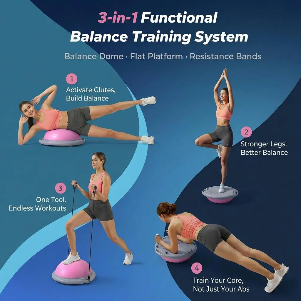Inflatable Half Balance Ball Trainer for Fitness and Core Workouts
