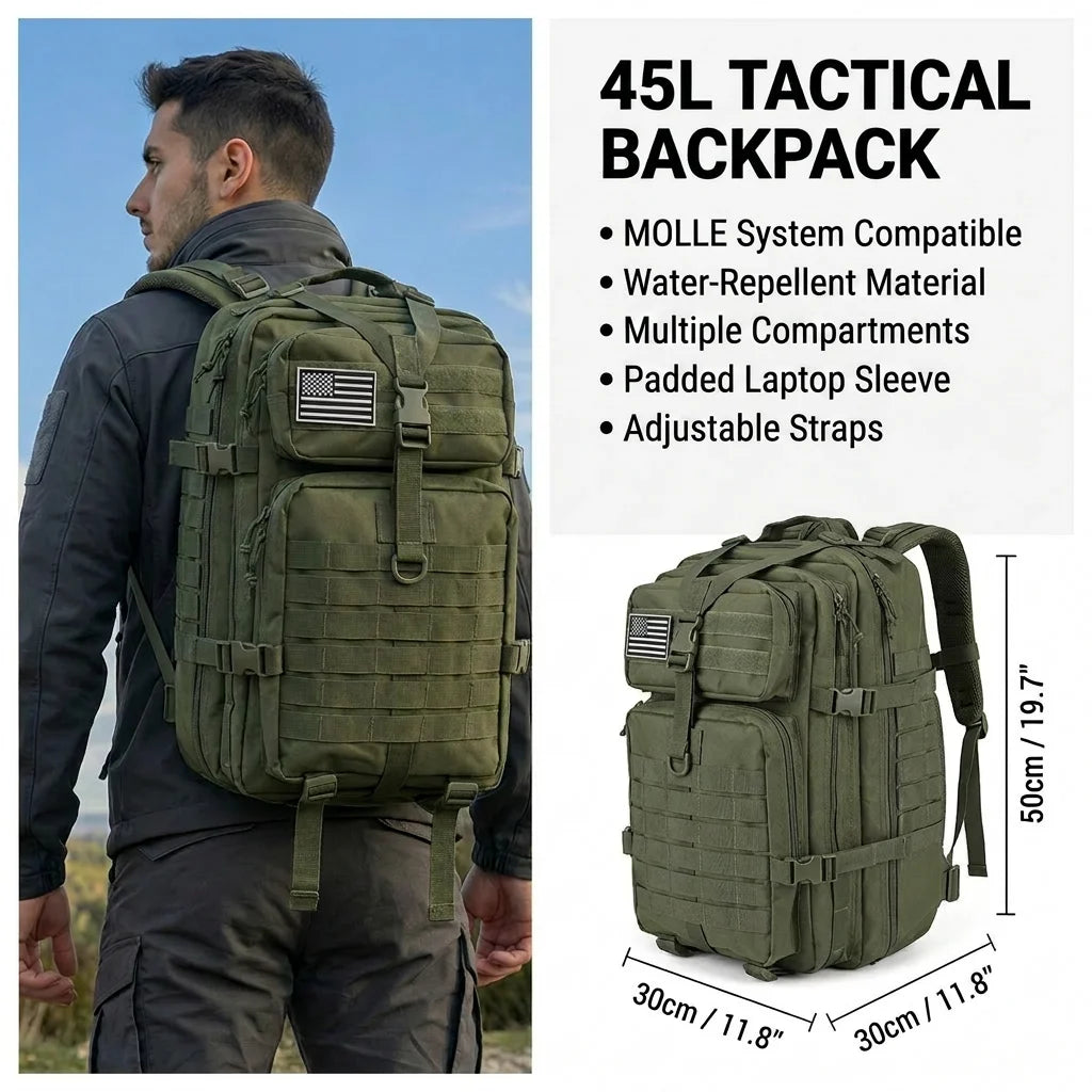 ReFire Gear Tactical Molle Backpack for Hiking Travel and Survival