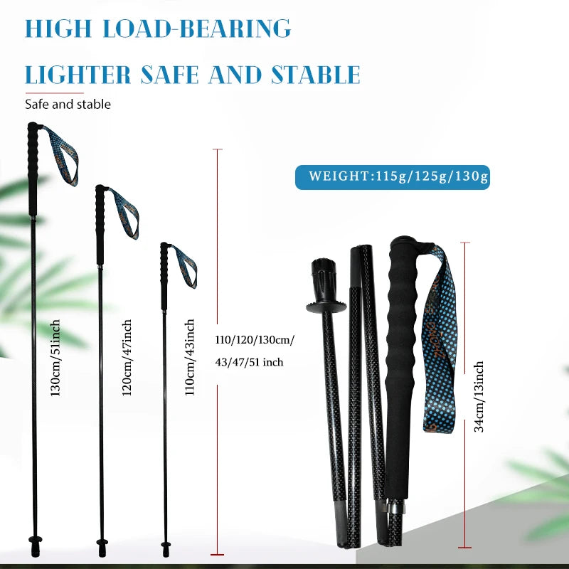 OKHEALING Carbon Fiber Collapsible Hiking Trekking Poles