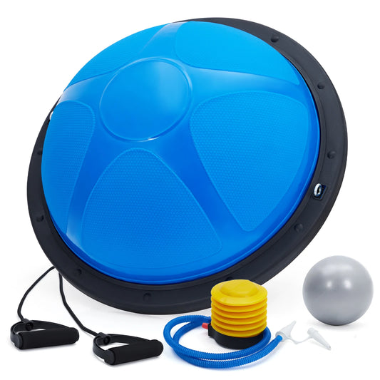 Half Exercise Ball Trainer With Resistance Bands For Core Workouts