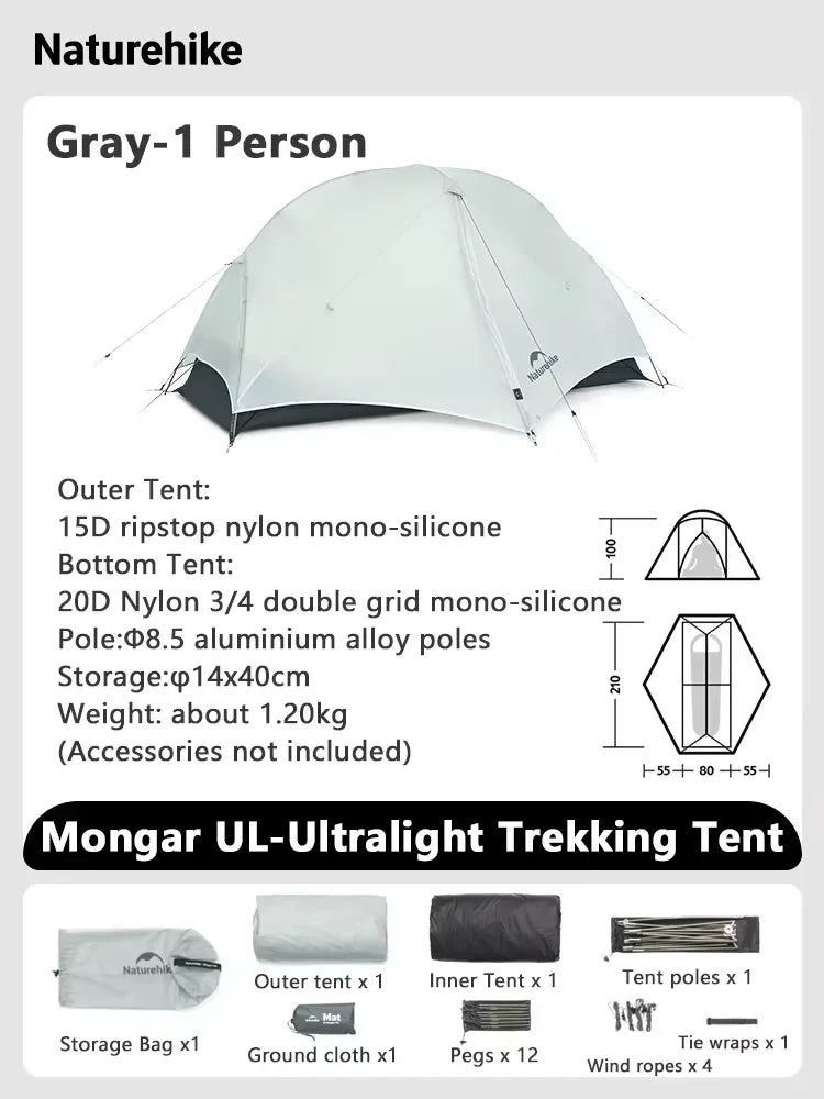 Naturehike Mongar Ultralight Waterproof Backpacking Tent and Shelter