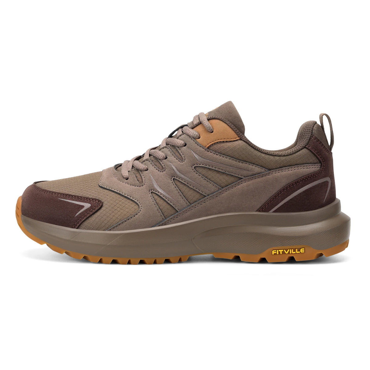 FitVille Men's Wide Toe Box Hiking Walking Shoes With Arch Support