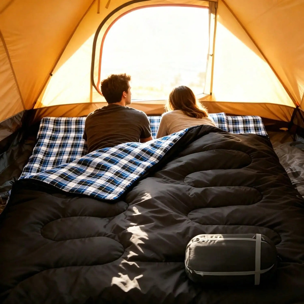 Double Sleeping Bag for Adults With Two Pillows for Camping