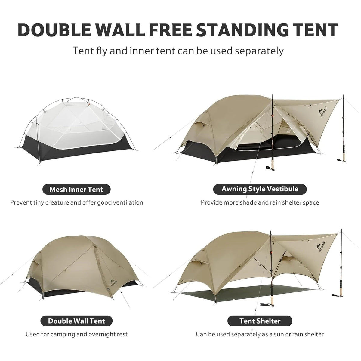 Naturehike Mongar Ultralight Waterproof Backpacking Tent and Shelter