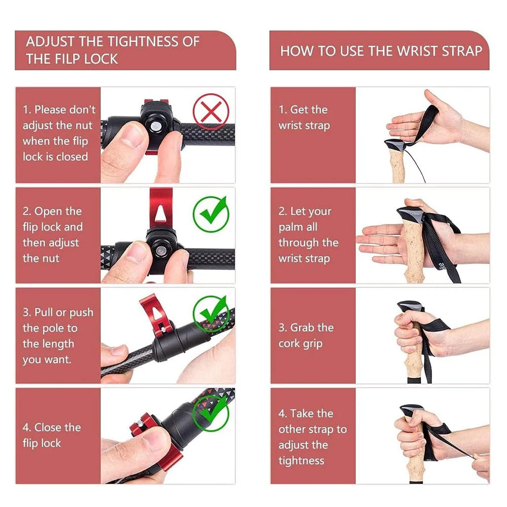 Naturehike Carbon Fiber Adjustable Trekking Poles for Hiking