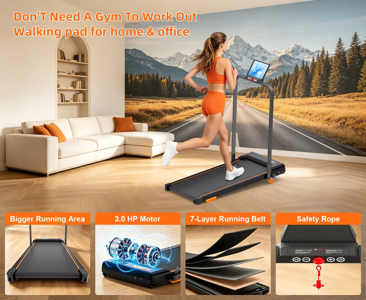 Foldable Home Running Treadmill With Manual Incline And Quiet Operation