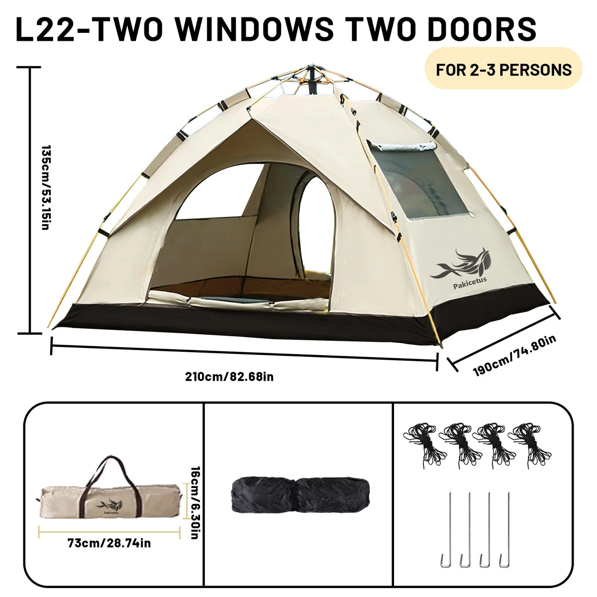 Pakicetus Automatic Pop Up Camping Tent for Outdoor Adventures